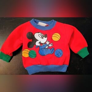 Vintage Disney Red Mickey Mouse Kids Sweatshirt